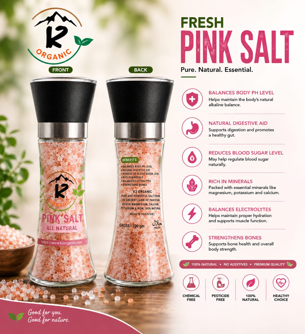 K2 Organic Pink Salt – 200g